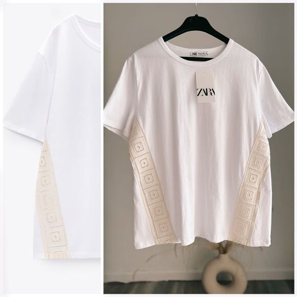 Zara White Top With Crochet Detail New - Picture 1 of 3